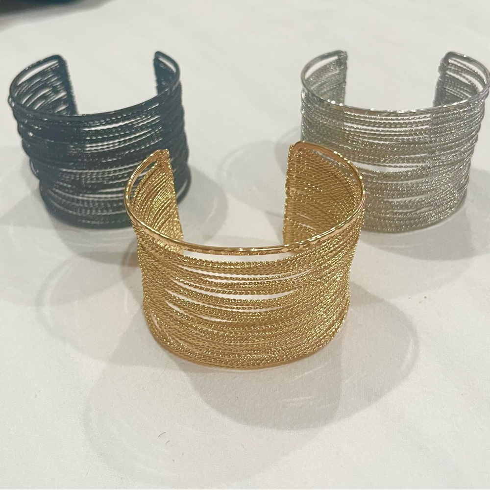 3 Thick Bracelets (Gold, Silver, Black) from Target